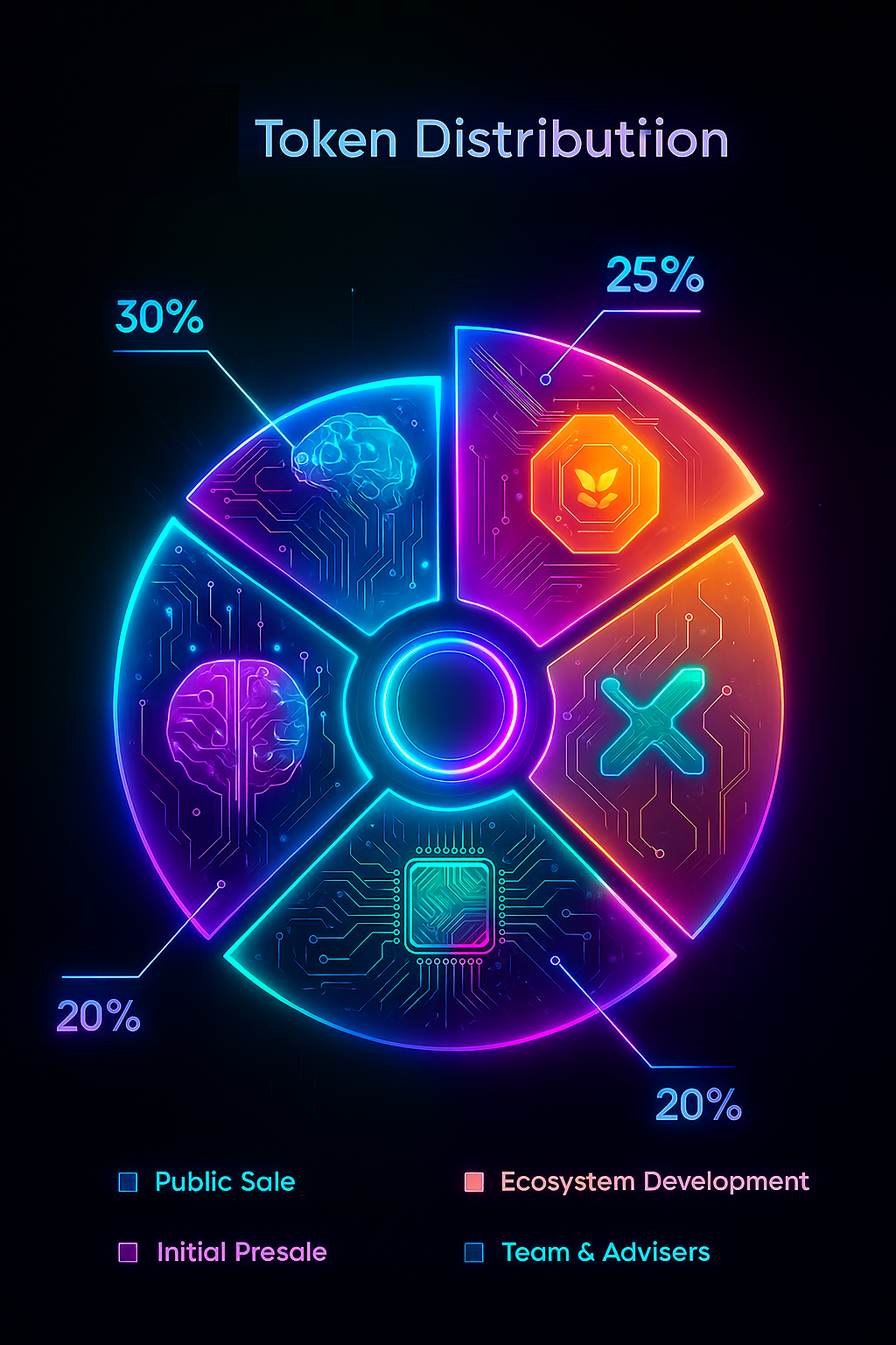 Pie chart of GRO33B token distribution